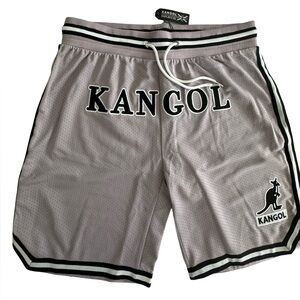 🔥🦘🦘Kangol Light Gray Logo Mesh Sports Shorts 👟 Fashion & Lounge – Sz L NWT �